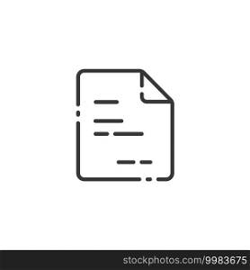Text document thin line icon. Paper with content. Invoice. Isolated outline commerce vector illustration