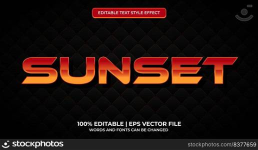 Text Effects 3D Sunset. Editable Text Style. Sunset editable text effect
