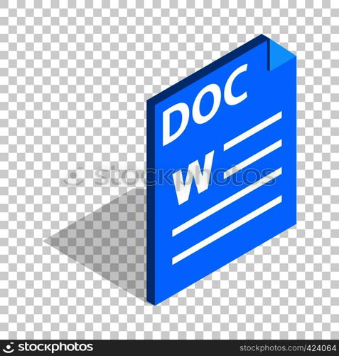 Text file format DOC isometric icon 3d on a transparent background vector illustration. Text file format DOC isometric icon