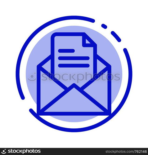 Text, Mail, Office, Pencil Blue Dotted Line Line Icon