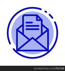 Text, Mail, Office, Pencil Blue Dotted Line Line Icon