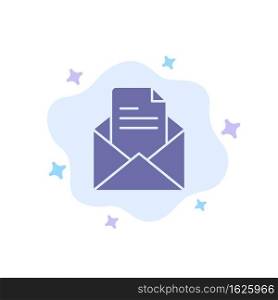 Text, Mail, Office, Pencil Blue Icon on Abstract Cloud Background