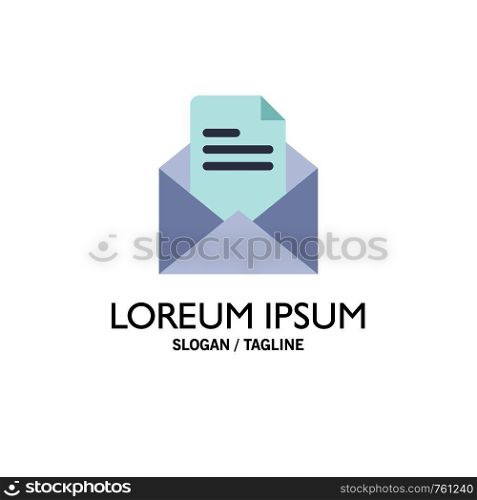 Text, Mail, Office, Pencil Business Logo Template. Flat Color
