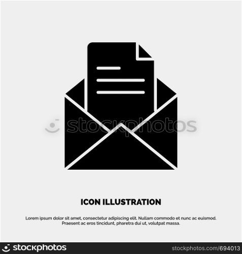 Text, Mail, Office, Pencil solid Glyph Icon vector