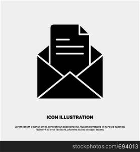 Text, Mail, Office, Pencil solid Glyph Icon vector