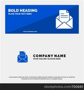 Text, Mail, Office, Pencil SOlid Icon Website Banner and Business Logo Template