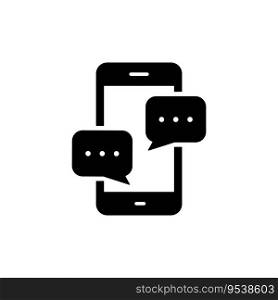 Text Message on Mobile Phone Silhouette Icon. Smart Phone Mail Online Chat Speech Bubble Pictogram. Smartphone Screen SMS Notification Black Icon. Isolated Vector Illustration.. Text Message on Mobile Phone Silhouette Icon. Smart Phone Mail Online Chat Speech Bubble Pictogram. Smartphone Screen SMS Notification Black Icon. Isolated Vector Illustration