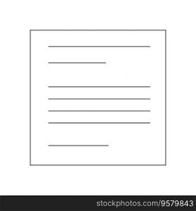 Text on paper flat monochrome isolated vector object. Sticker with information. Messa≥. Document. Editab≤black and white li≠art drawing. Simp≤outli≠spot illustration for web graφc design. Text on paper flat monochrome isolated vector object