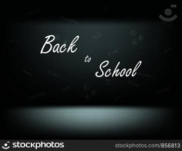 Text on the wall Back to School and different inscriptions. Eps10. Text on the wall Back to School and different inscriptions