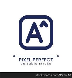Text size pixel perfect linear ui icon. Dimension of characters. Edit information in footage software. GUI, UX design. Outline isolated user interface element for app and web. Editable stroke. Text size pixel perfect linear ui icon