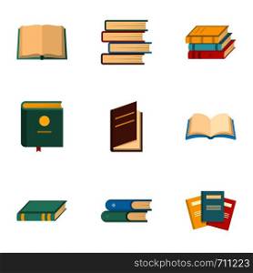 Textbook icons set. Cartoon set of 9 textbook vector icons for web isolated on white background. Textbook icons set, cartoon style