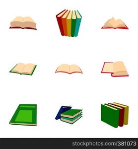 Textbooks icons set. Cartoon illustration of 9 textbooks vector icons for web. Textbooks icons set, cartoon style