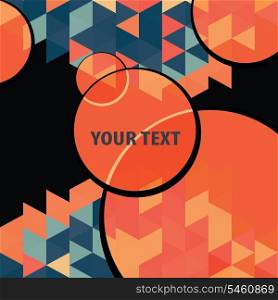 Textbox round over colorful triangles background frame