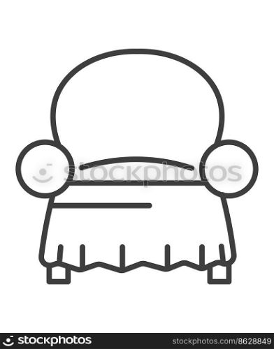 Textile case for armchair, protective of furniture from stains and renovating old chairs. Cloth for home, woven fabric or cotton texture. Minimalist icon, simple line art vector in flat style. Covering for armchair, textile case for homes
