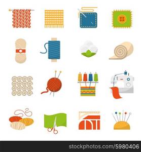 Textile Industry Icons. Textile industry flat icons set with clothing manufacture symbols isolated vector illustration