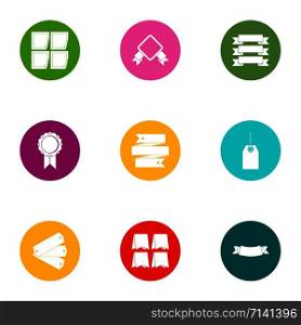 Textile product icons set. Flat set of 9 textile product vector icons for web isolated on white background. Textile product icons set, flat style