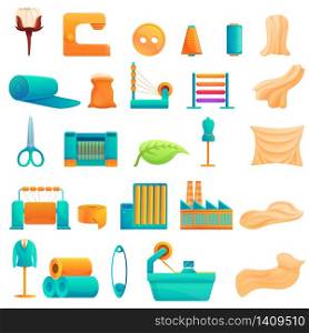 Textile production icons set. Cartoon set of textile production vector icons for web design. Textile production icons set, cartoon style