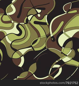 Textile seamless pattern with dark green stripes and spots