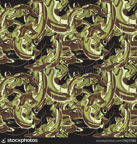 Textile seamless pattern with dark green stripes and spots