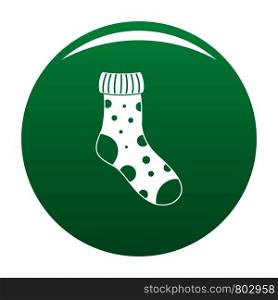 Textile sock icon. Simple illustration of textile sock vector icon for any design green. Textile sock icon vector green