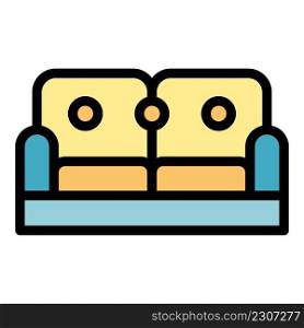 Textile sofa bedroom icon. Outline textile sofa bedroom vector icon color flat isolated. Textile sofa bedroom icon color outline vector