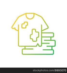 Textile waste gradient linear vector icon. Clothing, footwear. Fashion and textile industry refuse. Thin line color symbols. Modern style pictogram. Vector isolated outline drawing. Textile waste gradient linear vector icon