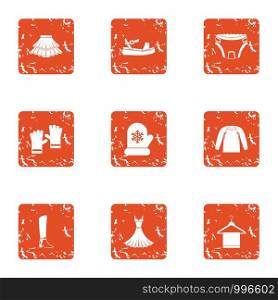 Texture icons set. Grunge set of 9 texture vector icons for web isolated on white background. Texture icons set, grunge style