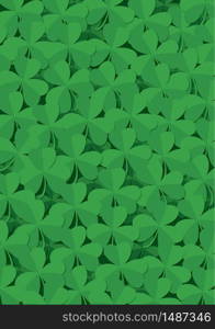 Texture of green shamrocks in A4 size. Vector image