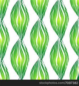 Texture with green wavy leaves. Vertical braids and chains. Vector pattern for fabrics wallpaper and your creativity. Texture with green wavy leaves. Vertical braids and chains. Vector pattern