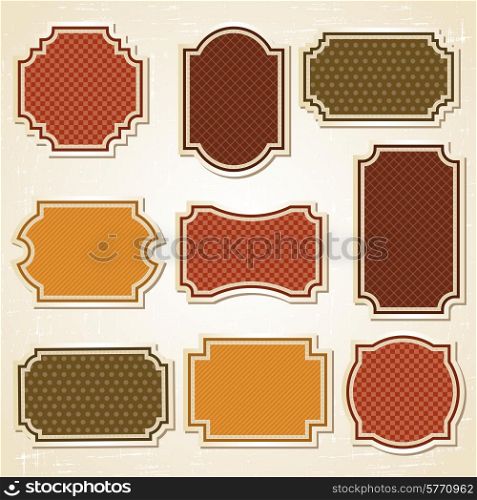 Textured labels and stickers set in retro style.