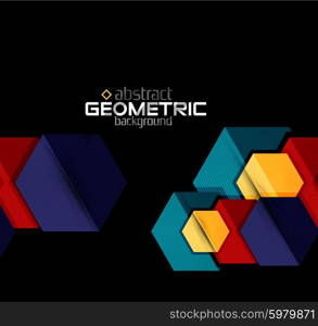 Textured paper geometric shapes on black. Textured paper geometric shapes on black. Vector abstract background