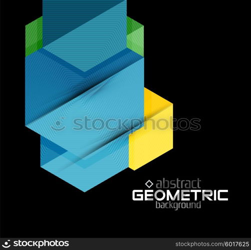 Textured paper geometric shapes on black. Textured paper geometric shapes on black. Vector abstract background