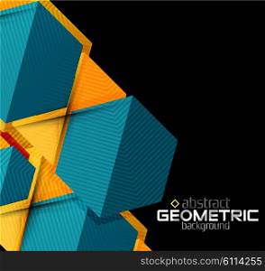 Textured paper geometric shapes on black. Textured paper geometric shapes on black. Vector abstract background