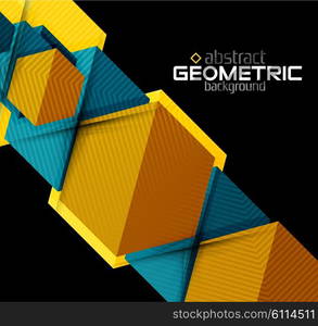 Textured paper geometric shapes on black. Textured paper geometric shapes on black. Vector abstract background