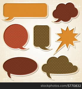 Textured speech bubbles and stickers set in retro style.