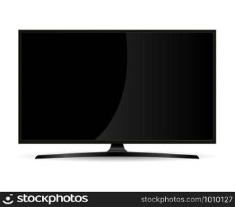 th flat wide screen. Electronic led display device for web presentation. HQ vector illustration for advertising.; Blank template of plasma screen with 4k definition. Front view.. Black full hd tv set monitor with flat wide screen
