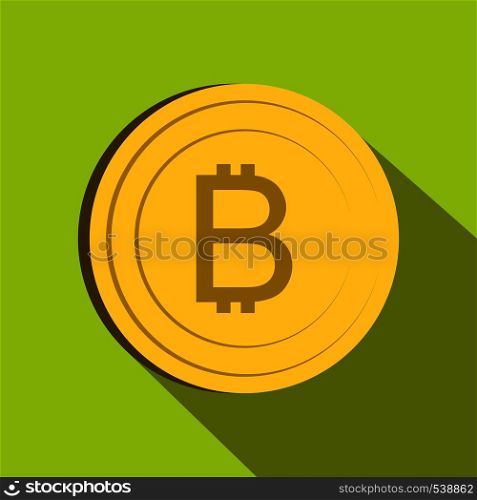 Thai currency symbol baht icon in flat style on green background. Thai currency symbol baht icon, flat style