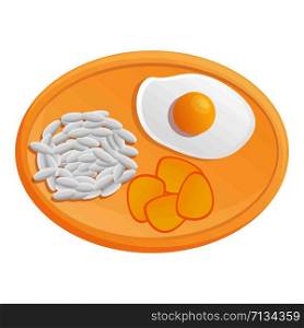 Thai egg rice food icon. Cartoon of thai egg rice food vector icon for web design isolated on white background. Thai egg rice food icon, cartoon style