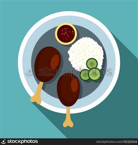 Thai food rice icon. Flat illustration of thai food rice vector icon for web design. Thai food rice icon, flat style