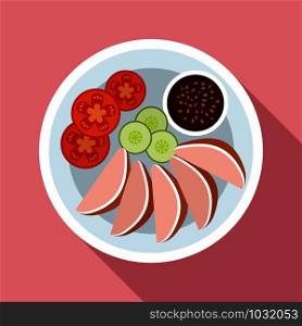 Thai food vegetables icon. Flat illustration of thai food vegetables vector icon for web design. Thai food vegetables icon, flat style
