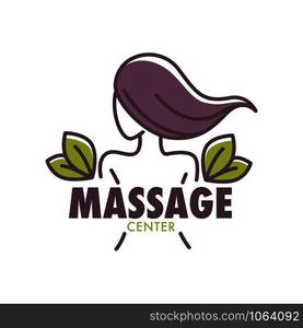 Thai massage health and beauty salon center poster vector. Woman professional masseuse wearing traditional clothes of Thailand, traditional lotus flower. Back and body care by specialists expert. Thai massage health and beauty salon center poster vector.