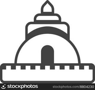 Thai style temple illustration in minimal style isolated on background