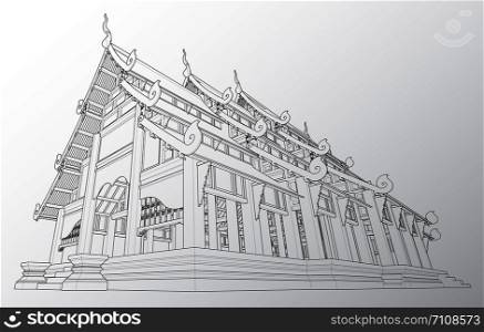 Thai temple wireframe.