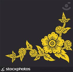 Thai traditional art, flower style on black background
