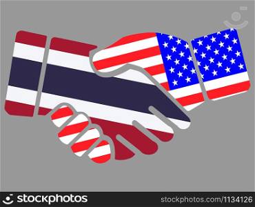 Thailand and USA flags Handshake vector illustration Eps 10. Thailand and USA flags Handshake vector