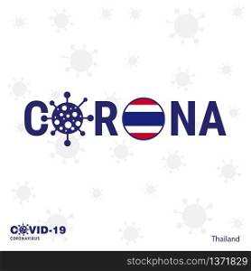 Thailand Coronavirus Typography. COVID-19 country banner. Stay home, Stay Healthy. Take care of your own health