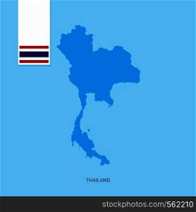 Thailand Country Map with Flag over Blue background. Vector EPS10 Abstract Template background
