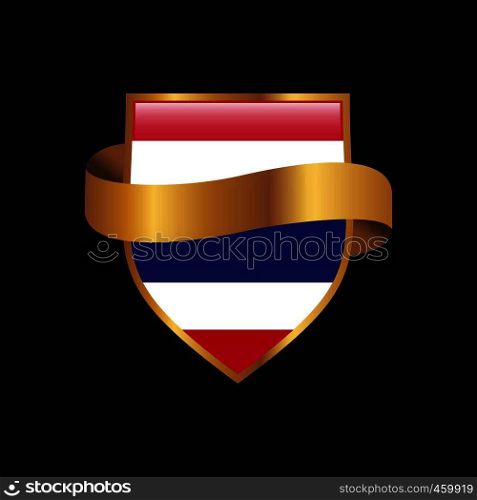 Thailand flag Golden badge design vector