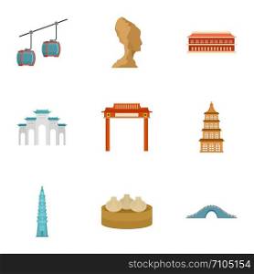 Thailand icon set. Flat set of 9 thailand vector icons for web design. Thailand icon set, flat style