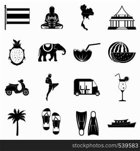 Thailand icons set in simple style for any design. Thailand icons set, simple style